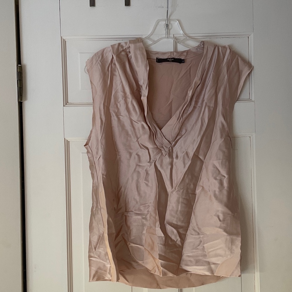 HUDSON SILK VNECK TANK TOP LARGE CHAMPAGNE COLOR